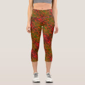 Leggings Capri Design abstrait Vert Et Orange (Recto)
