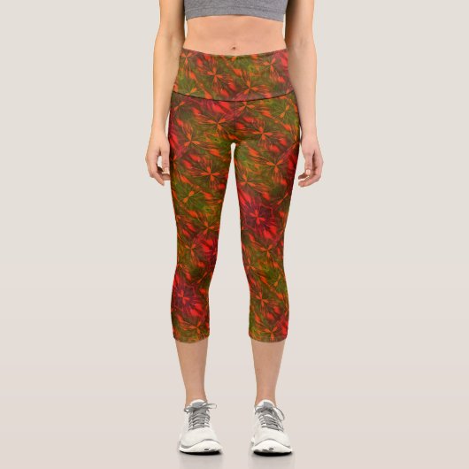 Leggings Capri Design abstrait Vert Et Orange (Recto)