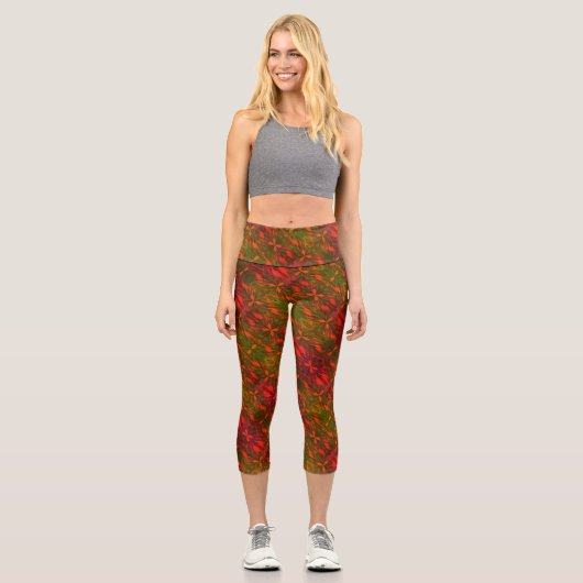 Leggings Capri Design abstrait Vert Et Orange (Recto)