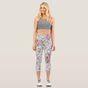 Leggings Capri Design artistique rose et vert