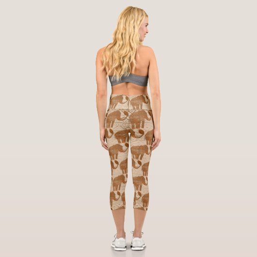 Leggings Capri Design d'art tribal des éléphants (Verso)