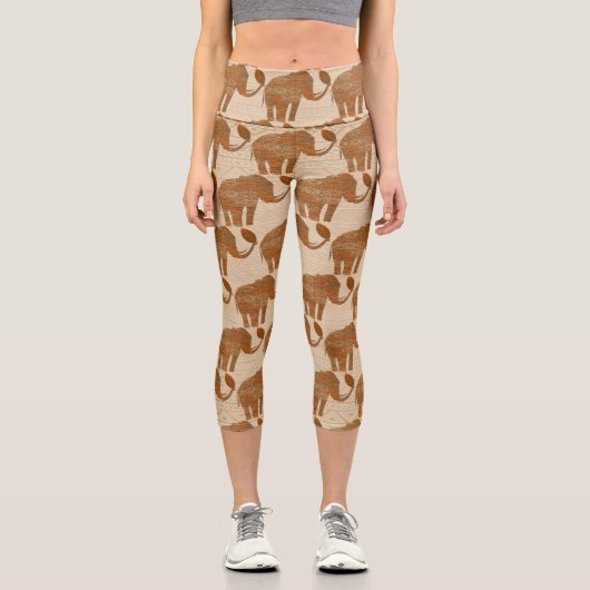 Leggings Capri Design d'art tribal des éléphants (Recto)