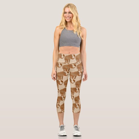 Leggings Capri Design d'art tribal des éléphants (Recto)