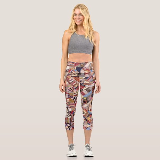 Leggings Capri Design de courtepointe fou (Recto)