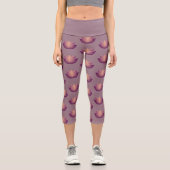 Leggings Capri Design de fleurs Mauve Lotus (Recto)