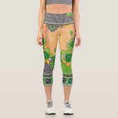 Leggings Capri design d'un mur vert et jaune suspendu (Recto)
