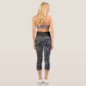Leggings Capri Design floral blanc en noir (Verso)