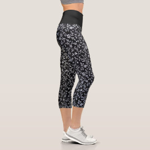 Leggings Capri Design floral blanc en noir