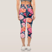 Leggings Capri Design Motif Rose rouge rose orange (Verso)