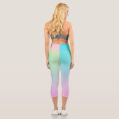 Leggings Capri Design Ombre vert menthe et rose pastel (Verso)