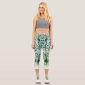 Leggings Capri Design tribal teinte verte (Recto)