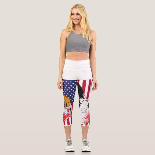Leggings Capri Dessin américain d'un aigle (Recto)