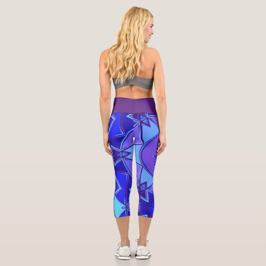 Leggings Capri Dessin Mandala bleu et violet (Verso)
