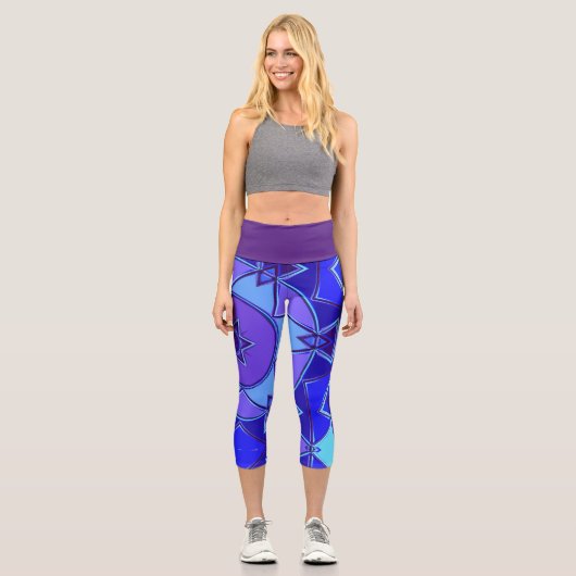 Leggings Capri Dessin Mandala bleu et violet (Recto)