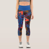 Leggings Capri Dessin Mandala bleu orange et violet (Recto)