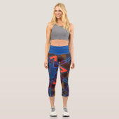 Leggings Capri Dessin Mandala bleu orange et violet (Recto)