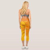 Leggings Capri Dessin Mandala Fleur Jaune (Verso)