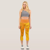 Leggings Capri Dessin Mandala Fleur Jaune (Recto)