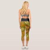 Leggings Capri Dessin Mandala Fleur Jaune et Vert (Verso)
