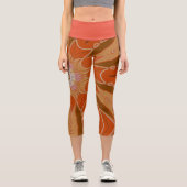 Leggings Capri Dessin Mandala Fleur orange et rose (Recto)