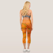 Leggings Capri Dessin Mandala Fleur orange et rouge (Verso)