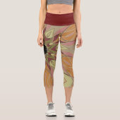 Leggings Capri Dessin Mandala Fleur rouge orange et jaune (Recto)