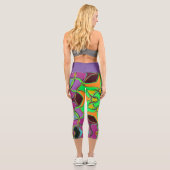Leggings Capri Dessin Mandala Flower vert orange et violet (Verso)