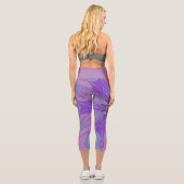 Leggings Capri Dessin Mandala Flower violet rose et bleu (Verso)