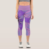 Leggings Capri Dessin Mandala Flower violet rose et bleu (Recto)