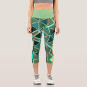Leggings Capri Dessin Mandala Vert bleu et jaune (Recto)