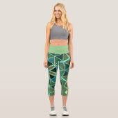 Leggings Capri Dessin Mandala Vert bleu et jaune (Recto)
