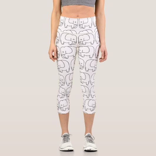 Leggings Capri Dessiner bébé éléphant (Recto)