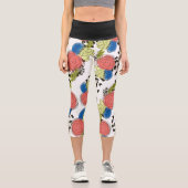 Leggings Capri Dessins Floraux à la Main de Guépard (Recto)