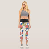 Leggings Capri Dessins Floraux à la Main de Guépard (Recto)