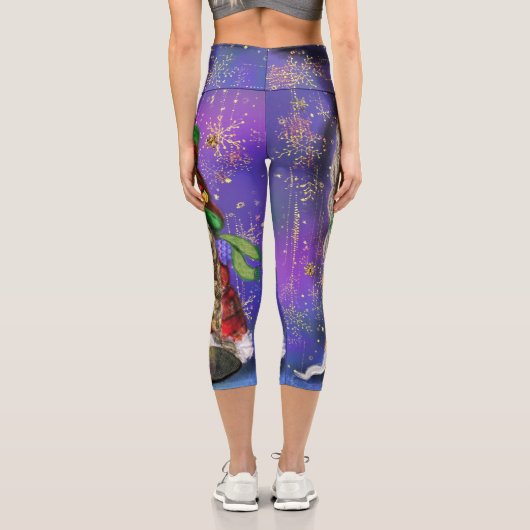 Leggings Capri Deux Gnomes chantent Bonne Chanson De Noël - Fun (Verso)