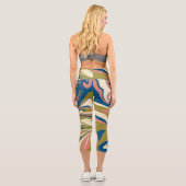 Leggings Capri Déversement - Bleu, Vert olive, Rose et Crème (Verso)