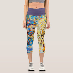 Leggings Capri Déversement d'Huile Arc-en-Ciel