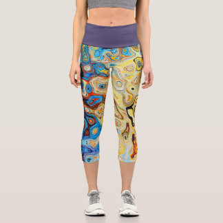 Leggings Capri Déversement d'Huile Arc-en-Ciel