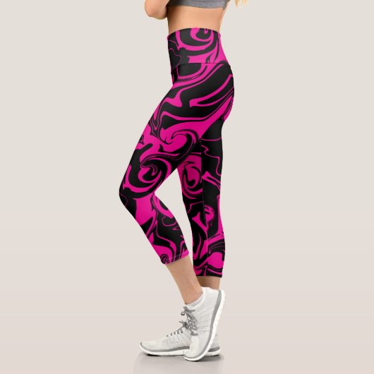 Leggings Capri Déversement - Magenta et noir (Gauche)