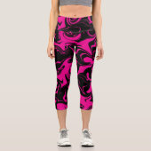 Leggings Capri Déversement - Magenta et noir (Recto)