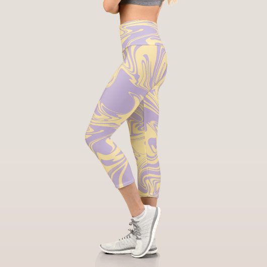 Leggings Capri Déversement - Pastel Jaune et Violet (Gauche)