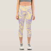 Leggings Capri Déversement - Pastel Jaune et Violet (Recto)