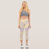 Leggings Capri Déversement - Pastel Jaune et Violet (Recto)