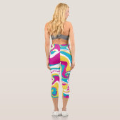 Leggings Capri Déversement - Turquoise, Jaune, Rose et Blanc (Verso)