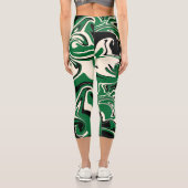 Leggings Capri Déversement - vert, crème et noir (Verso)