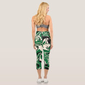 Leggings Capri Déversement - vert, crème et noir (Verso)