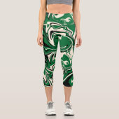 Leggings Capri Déversement - vert, crème et noir (Recto)