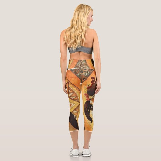 Leggings Capri Dia De Los Muertos Throw Pillow (Verso)