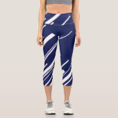 Leggings Capri Diagonales - Bleu et Blanc (Recto)