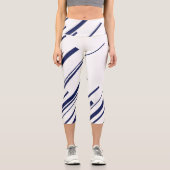 Leggings Capri Diagonales en bleu et blanc (Recto)